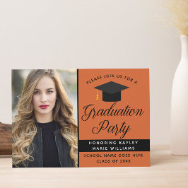 Orange Uni Graduate Foto Graduation Party Einladung