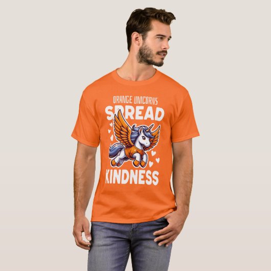 Orange Unicorn Spread Kindness T-Shirt (Vorne ganz)
