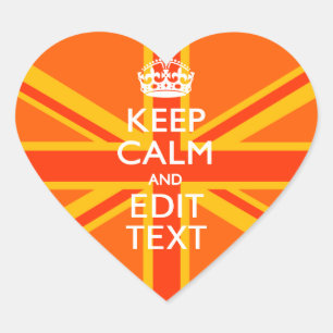 Orange Union Jack British Flag Swag Herz-Aufkleber