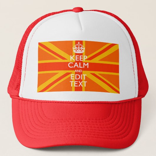 Orange Union Jack British Flag Swag Truckerkappe (Vorderseite)