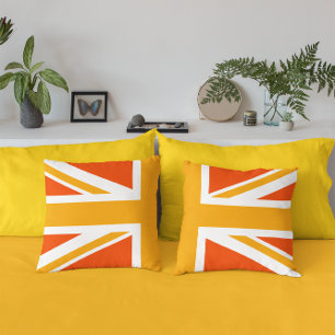 Orange Union Jack Halb Kissen