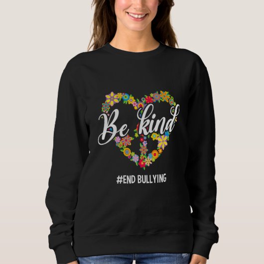 Orange Unity Day Be Kind End Bullying Floral Peace Sweatshirt (Vorderseite)