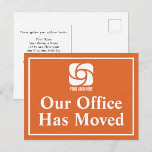 Orange Unser Büro ist umgezogen Firmenlogo Postkarte