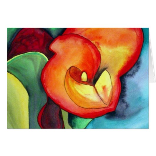 Orange ursprüngliche Aquarellkunst Canna Lilie (Vorderseite (Horizontal))