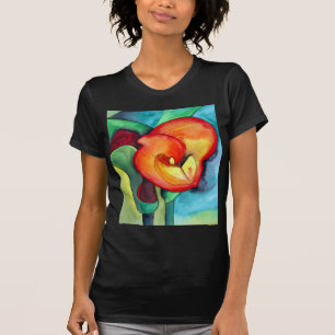 Orange ursprüngliche Aquarellkunst Canna Lilie T-Shirt