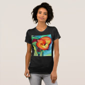 Orange ursprüngliche Aquarellkunst Canna Lilie T-Shirt (Vorne ganz)