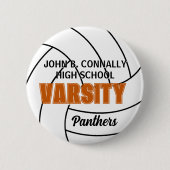 Orange Varsity-Volleyball-Schulmannschaft Button (Vorderseite)