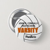 Orange Varsity-Volleyball-Schulmannschaft Button (Vorne & Hinten)