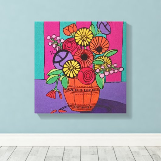 Orange Vase Stretched Canvas Print Leinwanddruck (Insitu (Holzboden))