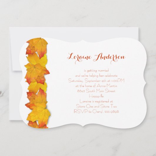 Orange Verlasst Einladungen zur Herbstdusche (Rückseite)