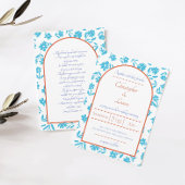 Orange Verona Sunset Blue Flowers Wedding Einladung