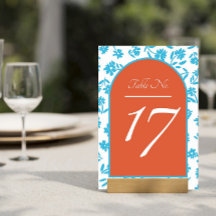 Orange Verona Sunset Blue Flowers Wedding