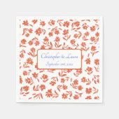 Orange Verona Sunset Floral Wedding Serviette (Vorderseite)