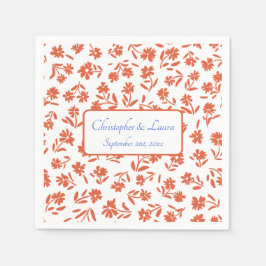 Orange Verona Sunset Floral Wedding Serviette