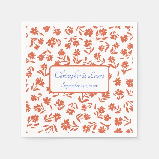 Orange Verona Sunset Floral Wedding Serviette (Vorderseite)