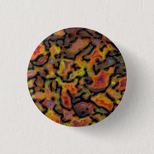 Orange versteinertes Dinosaurierskelett Button (Vorderseite)