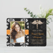 Orange Vet School Graduation Ankündigungen laden (Stehend Vorderseite)