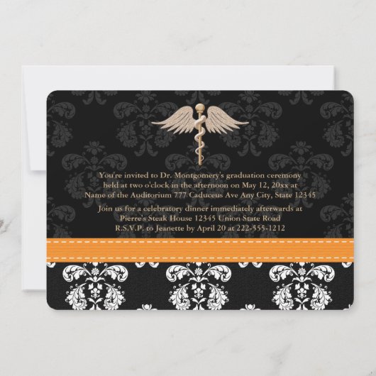 Orange Vet School Graduation Ankündigungen laden (Rückseite)