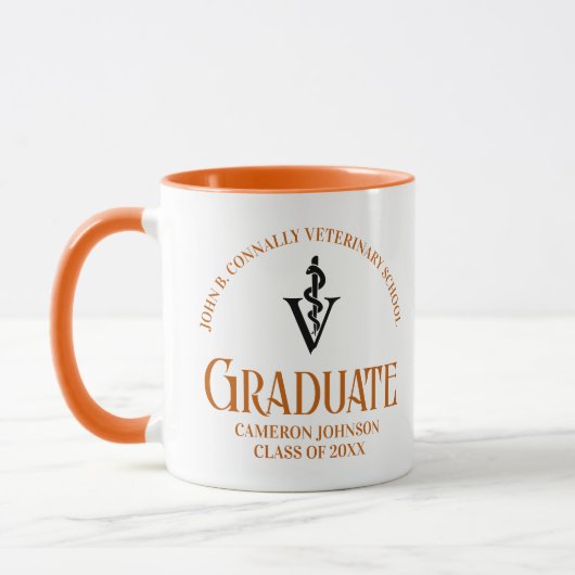 Orange Veterinary School Abschluss Custom Tasse (Links)