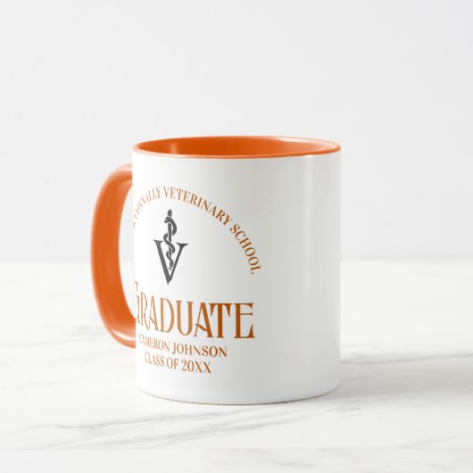 Orange Veterinary School Abschluss Custom Tasse (Vorderseite Links)