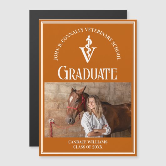 Orange Veterinary School Foto Abschluss Magnet (Vorne/Hinten)