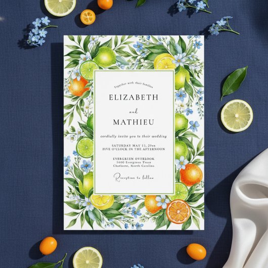 Orange Vibrant Mediterranean Wedding Einladung
