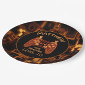 Orange Video Game Controller Pappteller (Schrägansicht)