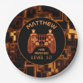 Orange Video Game Controller Pappteller (Vorderseite)