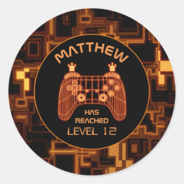 Orange Video Game Controller Runder Aufkleber