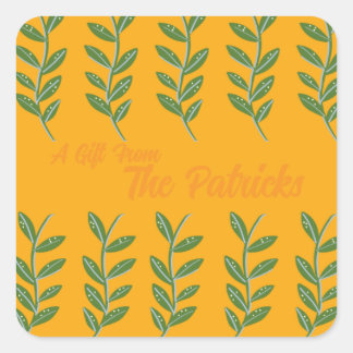 Orange-Vine-Geschenksticker Quadratischer Aufkleber