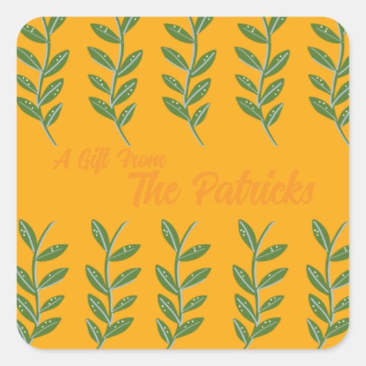 Orange-Vine-Geschenksticker Quadratischer Aufkleber (Vorderseite)