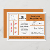 Orange Vintag Concert Ticket Wedding Einladung (Vorne/Hinten)