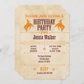 Orange Vintag Cowboy Einladung zum Geburtstag (Vorne/Hinten)