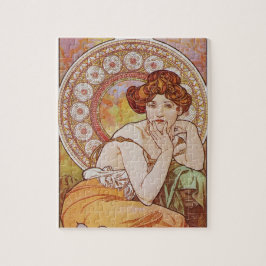 Orange Vintag Elegante Art Nouveau Mucha Topaz Puzzle