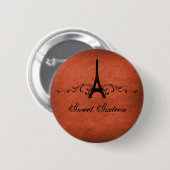 Orange Vintag French Blühen Sweet 16 Button (Vorne & Hinten)