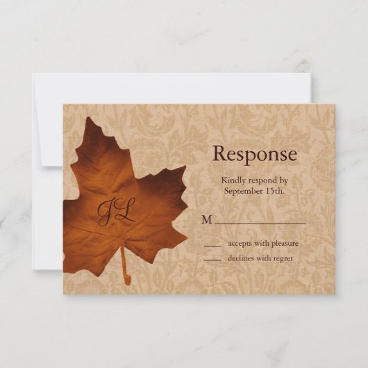 Orange Vintag Mit Monogramm UAWG RSVP Karte (Vorderseite)