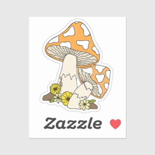 Orange Vintag Mushroom-Notebook Aufkleber (Blatt)