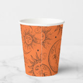 Orange Vintag Sun Moon Celestial Sky Pappbecher (Rechts)