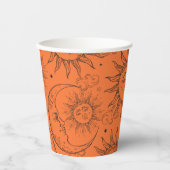 Orange Vintag Sun Moon Celestial Sky Pappbecher (Vorderseite)