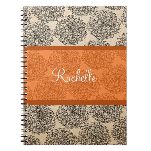 Orange Vintag Zinnia Notebook Notizblock (Vorderseite)