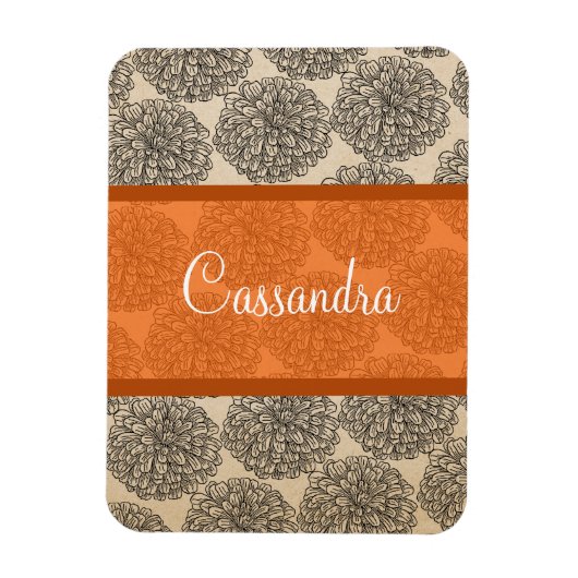 Orange Vintag Zinnia Premium Magnet (Vertikal)