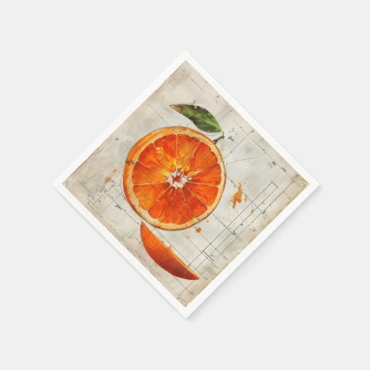 Orange Vintage Abbildung Serviette (Ecke)