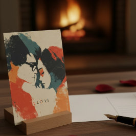 Orange Vintage Abstract Love Valentine's Day Feiertagspostkarte