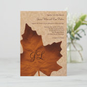 Orange Vintage Mit Monogramm Hochzeitseinladung Einladung (Stehend Vorderseite)