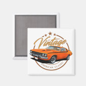 Orange Vintage Roadrunner Magnet (Vorderseite/Rückseite)