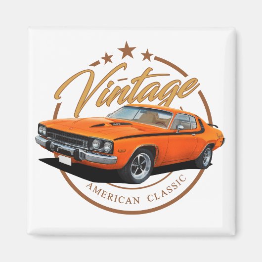 Orange Vintage Roadrunner Magnet (Vorne)