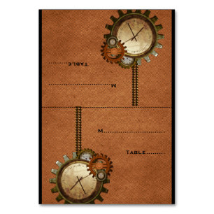 Orange Vintage-Uhr Hochzeit Platzkarte Tischnummer