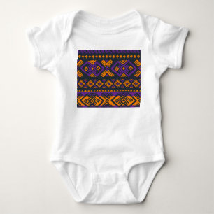 Orange, violetter tribal geometrischer nahtloser M Baby Strampler