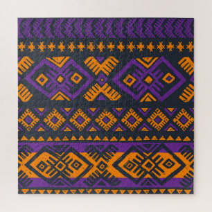 Orange, violetter tribal geometrischer nahtloser M Puzzle