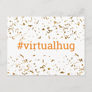 Orange Virtual Hug Hashtag Gold Imitate Confetti Postkarte